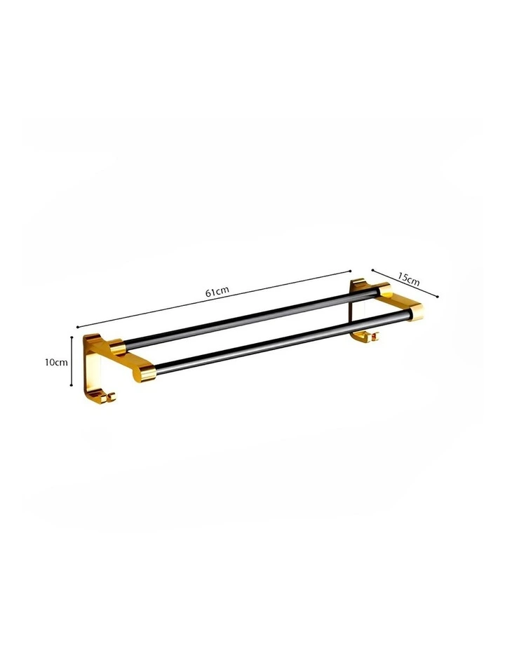 SOGA Double Towel Rails 2 Pack 61cm with Hooks image 7