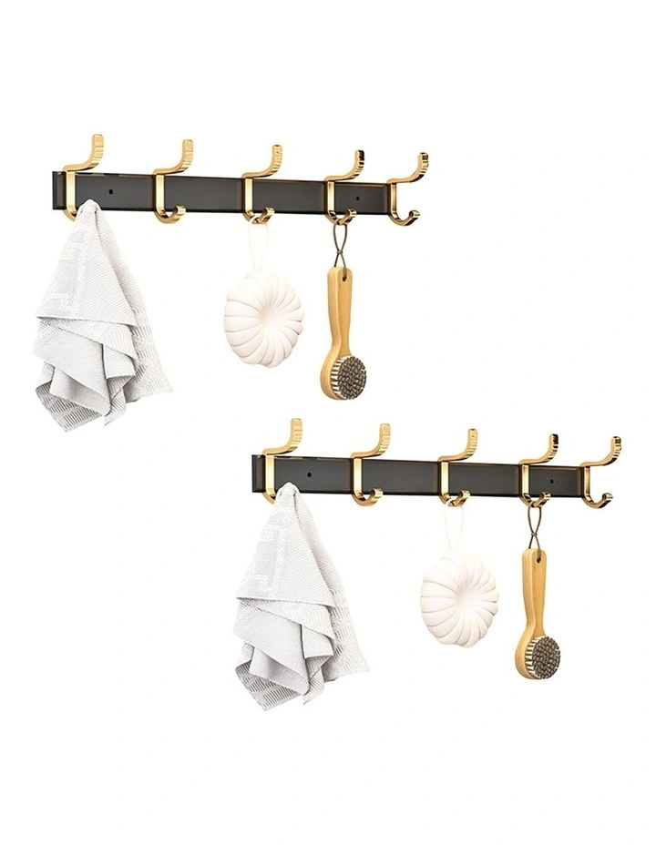 SOGA Towel Racks 2 Pack 41cm with Hooks image 1