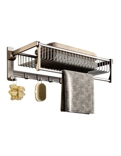 SOGA Double Towel Rail 50cm with Hooks