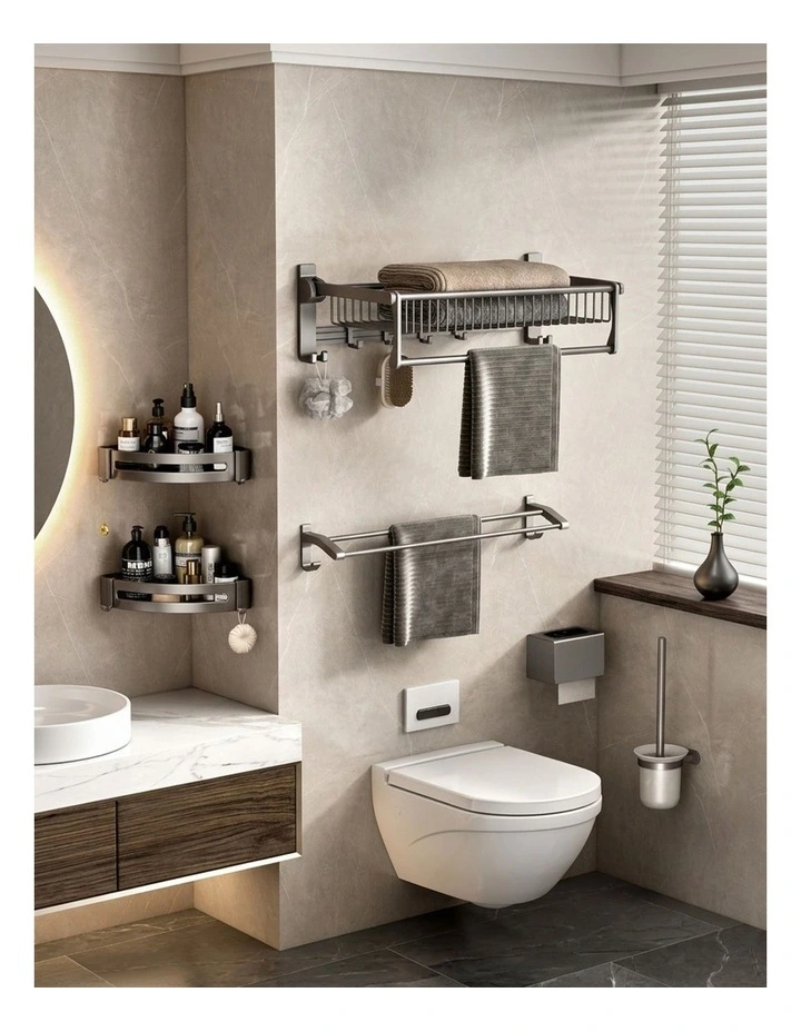 SOGA Double Towel Rail 50cm with Hooks image 3
