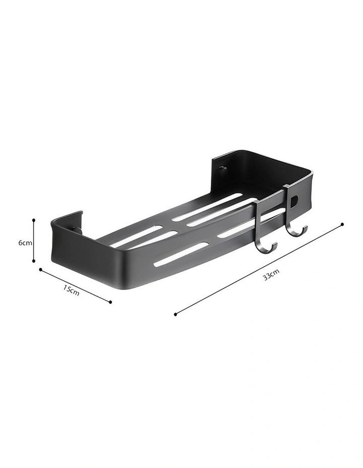 SOGA Black Bathroom Shelf Rack with Hooks Wall Mounted image 6