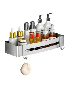 SOGA Shower Caddy 33cm Silver with Hooks