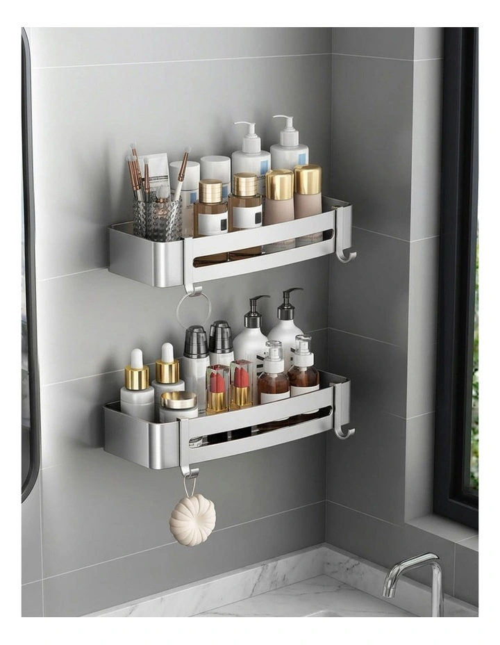 SOGA Shower Caddy 33cm Silver with Hooks image 3