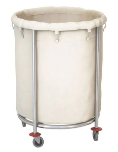 SOGA 60cm Stainless Steel Round Commercial Laundry Trolley with Wheels - White