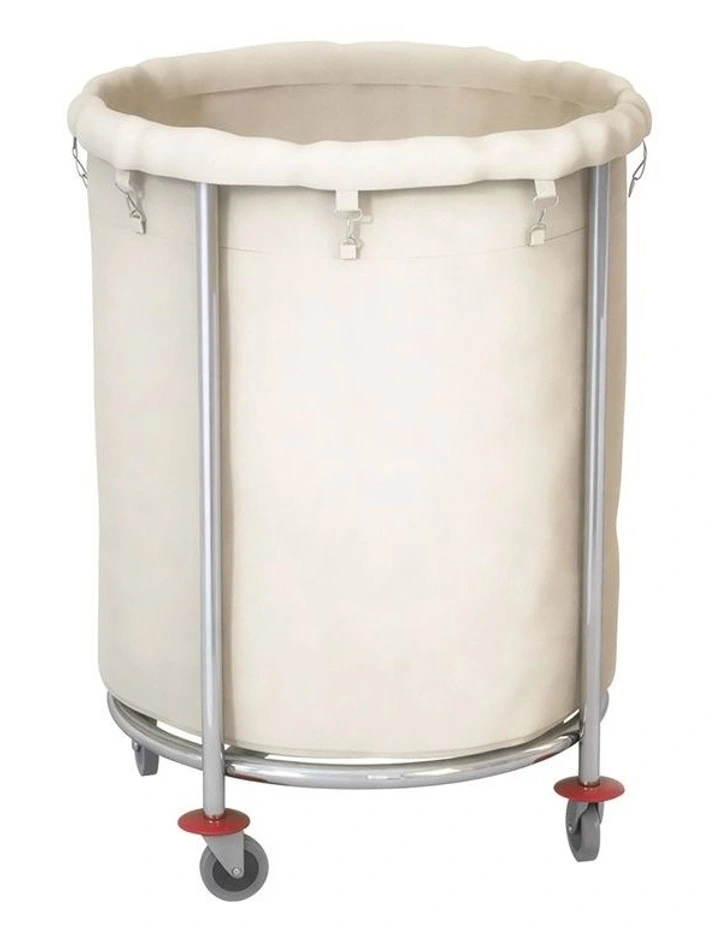 SOGA 60cm Stainless Steel Round Commercial Laundry Trolley with Wheels - White image 1