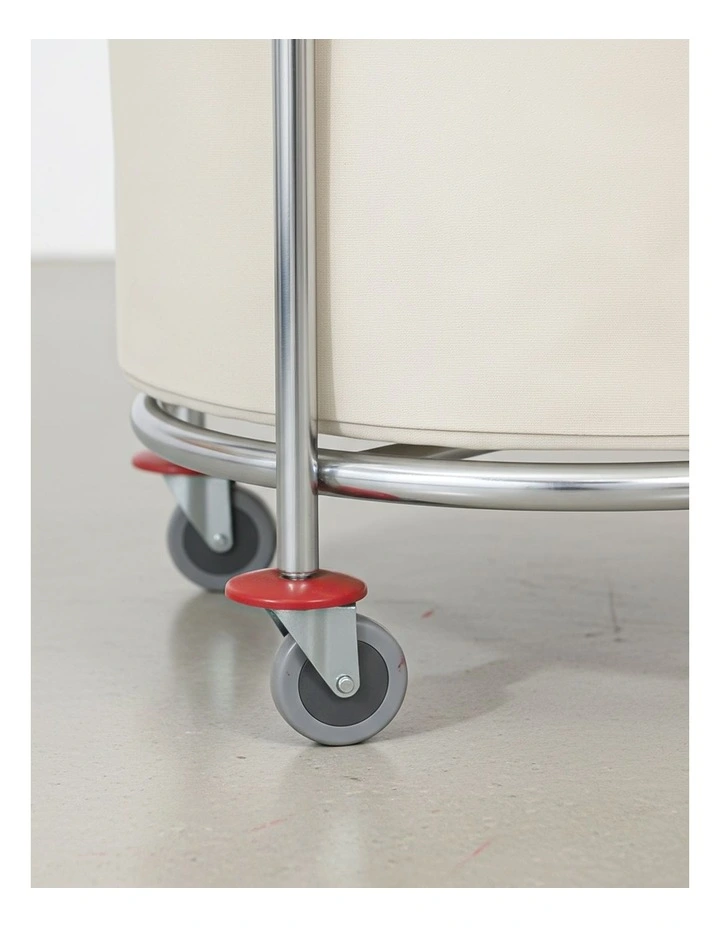 SOGA 60cm Stainless Steel Round Commercial Laundry Trolley with Wheels - White image 5