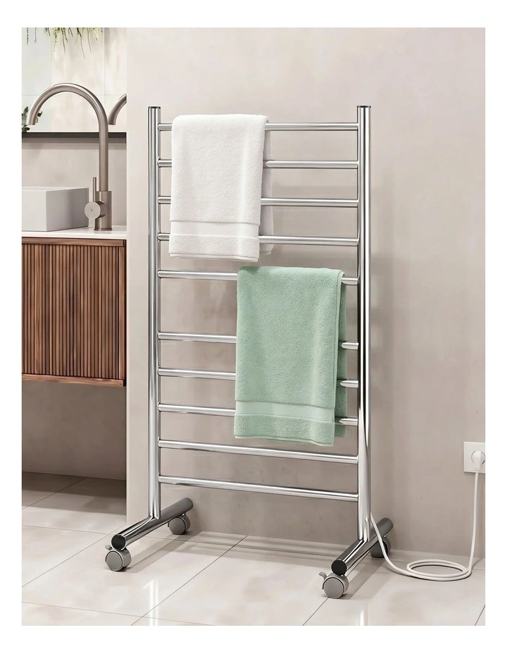Devanti 10-Bar Heated Towel Rail Freestanding Electric Towel Warmer Stainless Steel 100W image 4
