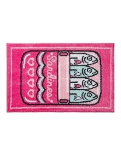 Betsey Sardines Bath Mat Hot in Pink/Foutain Blue