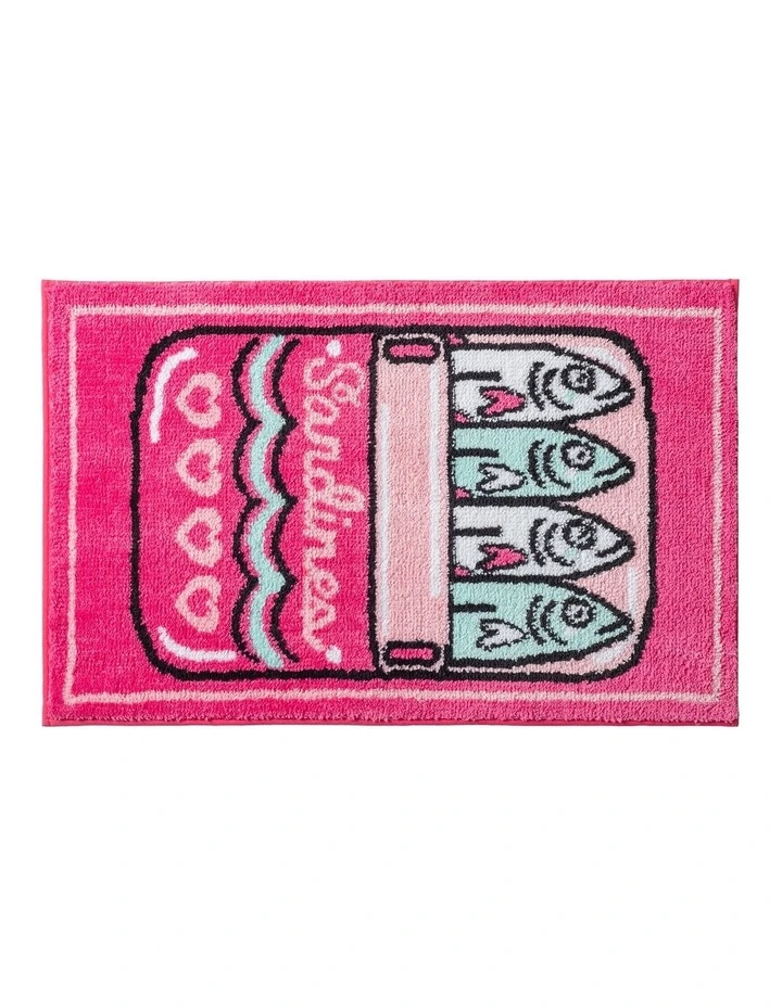 Betsey Sardines Bath Mat Hot in Pink/Foutain Blue image 1