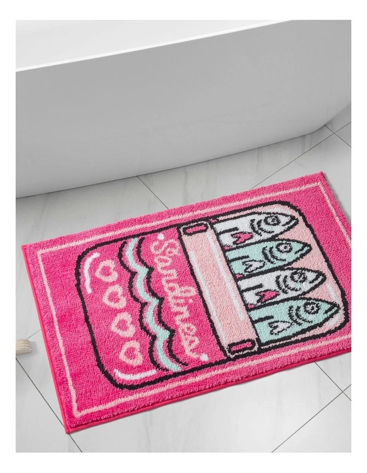 Betsey Sardines Bath Mat Hot in Pink/Foutain Blue image 2