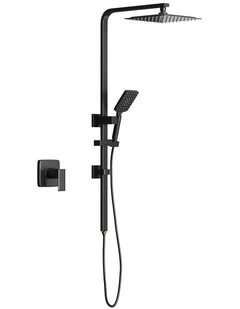 WELS 10 Rain Shower Head Set Square Handheld With Shower Mixer Tap Black