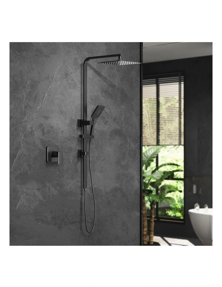 WELS 10 Rain Shower Head Set Square Handheld With Shower Mixer Tap Black image 4