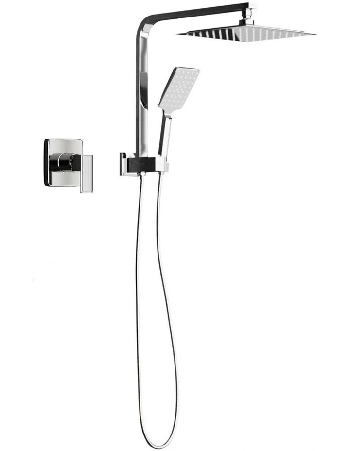 WELS 10 Rain Shower Head Set With Mixer Square 3-Mode Handheld Shower Chrome image 1