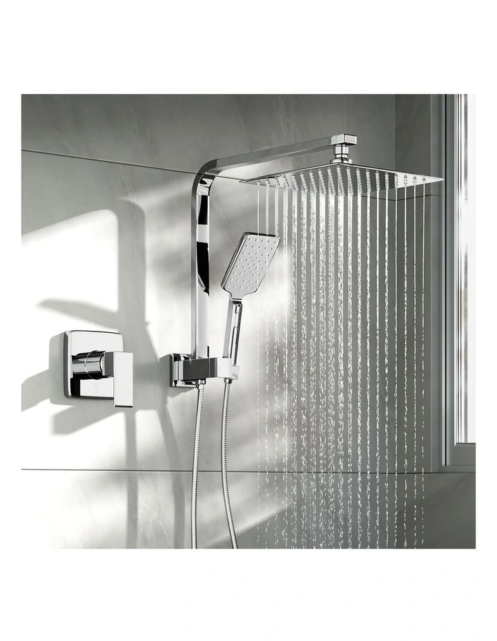 WELS 10 Rain Shower Head Set With Mixer Square 3-Mode Handheld Shower Chrome image 4
