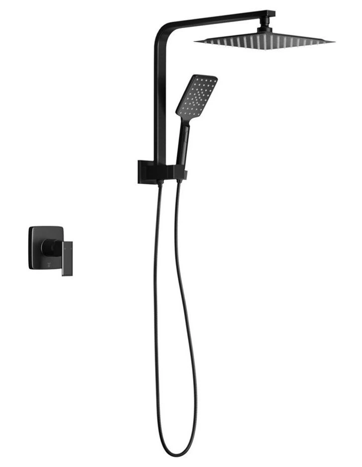 WELS 10 Rain Shower Head Set With Mixer Square 3-Mode Handheld Shower Black image 1