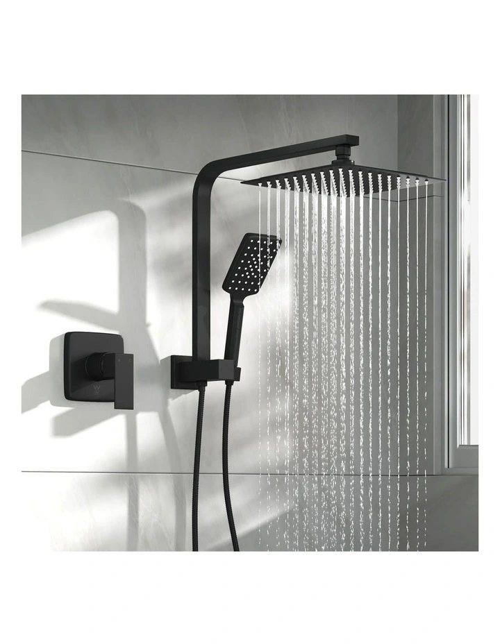 WELS 10 Rain Shower Head Set With Mixer Square 3-Mode Handheld Shower Black image 4