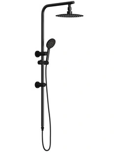WELS 10 Rain Shower Head Set Round 3-Mode Handheld Shower Rail Set Black