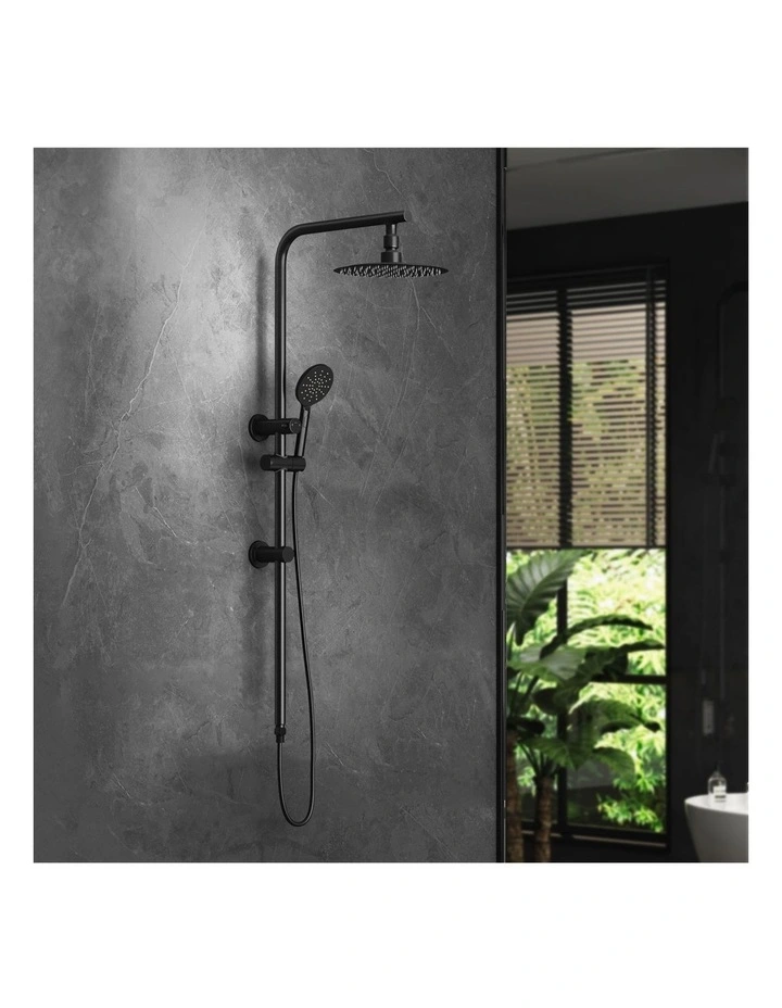 WELS 10 Rain Shower Head Set Round 3-Mode Handheld Shower Rail Set Black image 4