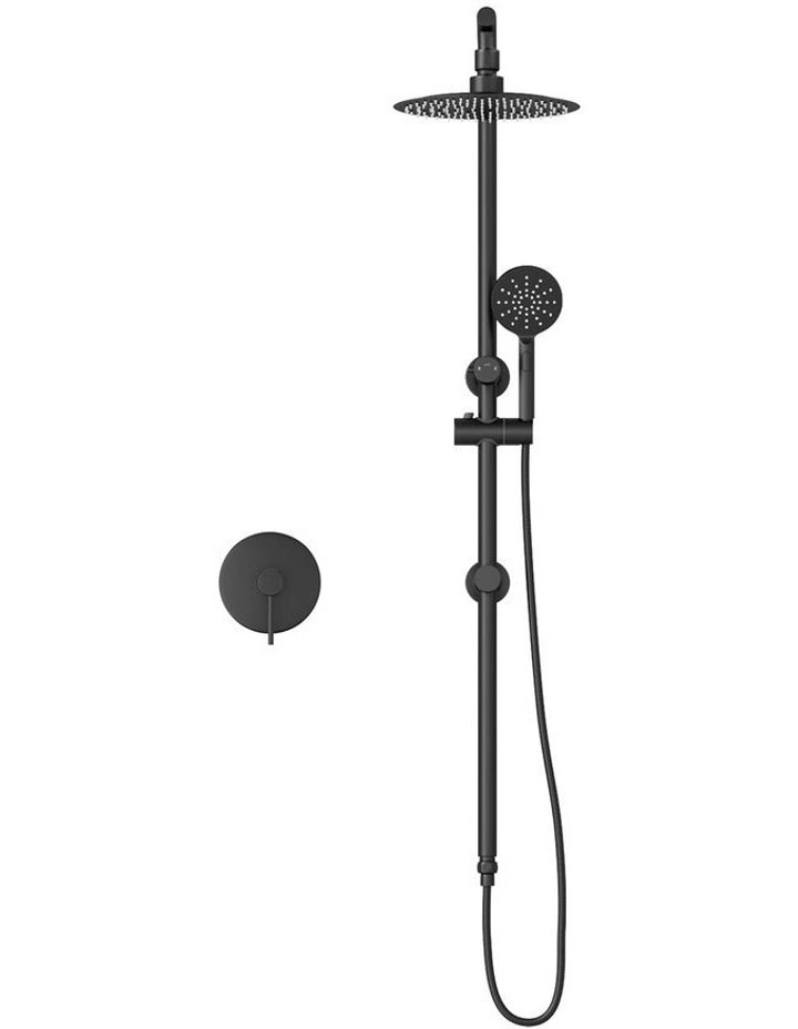 WELS 10 Rain Shower Head Set Round Handheld With Shower Mixer Tap Black image 2
