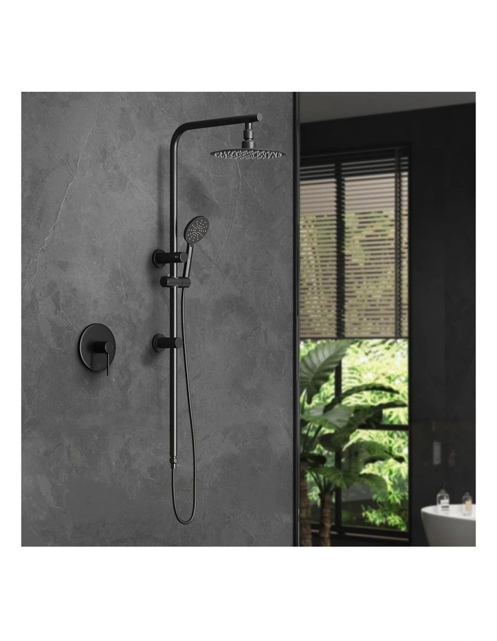 WELS 10 Rain Shower Head Set Round Handheld With Shower Mixer Tap Black image 4