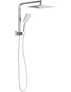 WELS 10 Rain Shower Head Set Square 3-Mode Handheld Shower Gooseneck Chrome