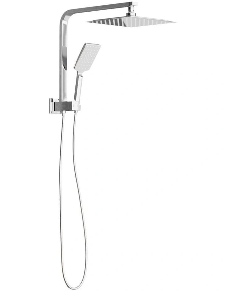 WELS 10 Rain Shower Head Set Square 3-Mode Handheld Shower Gooseneck Chrome image 1