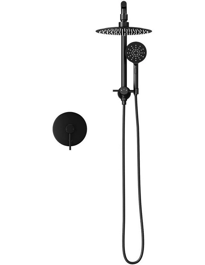 WELS 10 Rain Shower Head Set With Mixer Round 3-Mode Handheld Shower Black image 2