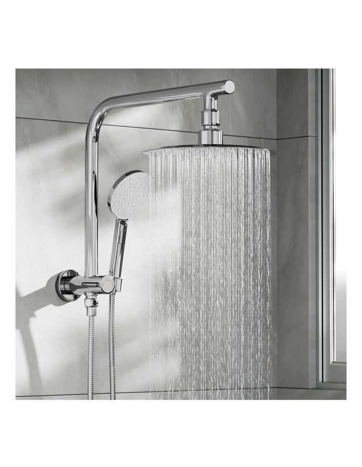 WELS 10 Rain Shower Head Set Round 3-Mode Handheld Shower Gooseneck Chrome image 4