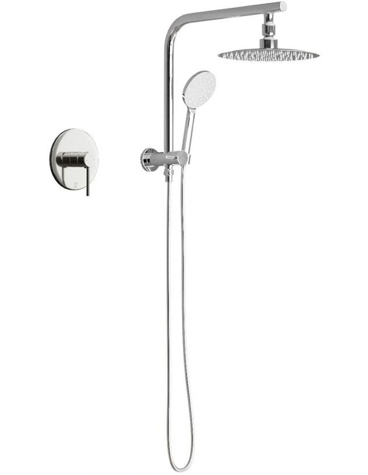 WELS 10 Rain Shower Head Set With Mixer Round 3-Mode Handheld Shower Chrome image 1