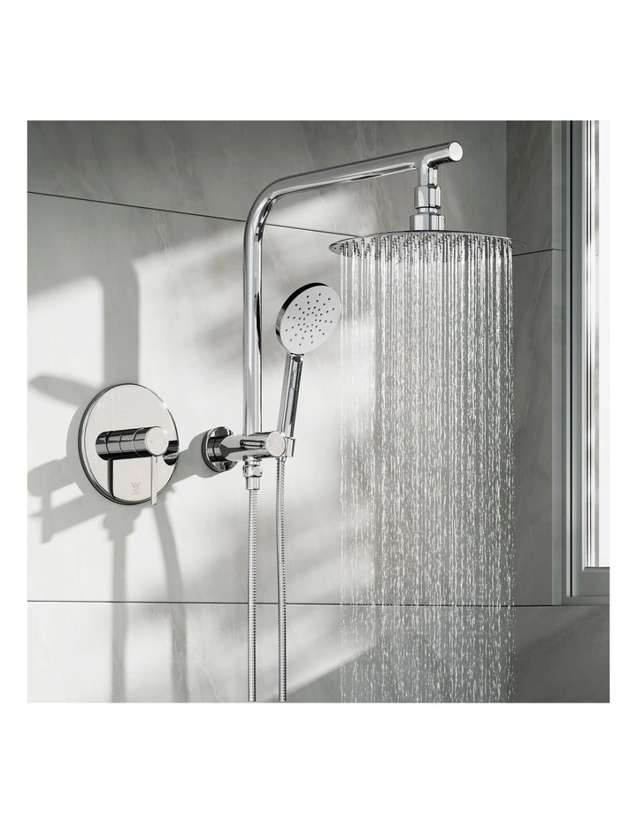 WELS 10 Rain Shower Head Set With Mixer Round 3-Mode Handheld Shower Chrome image 4