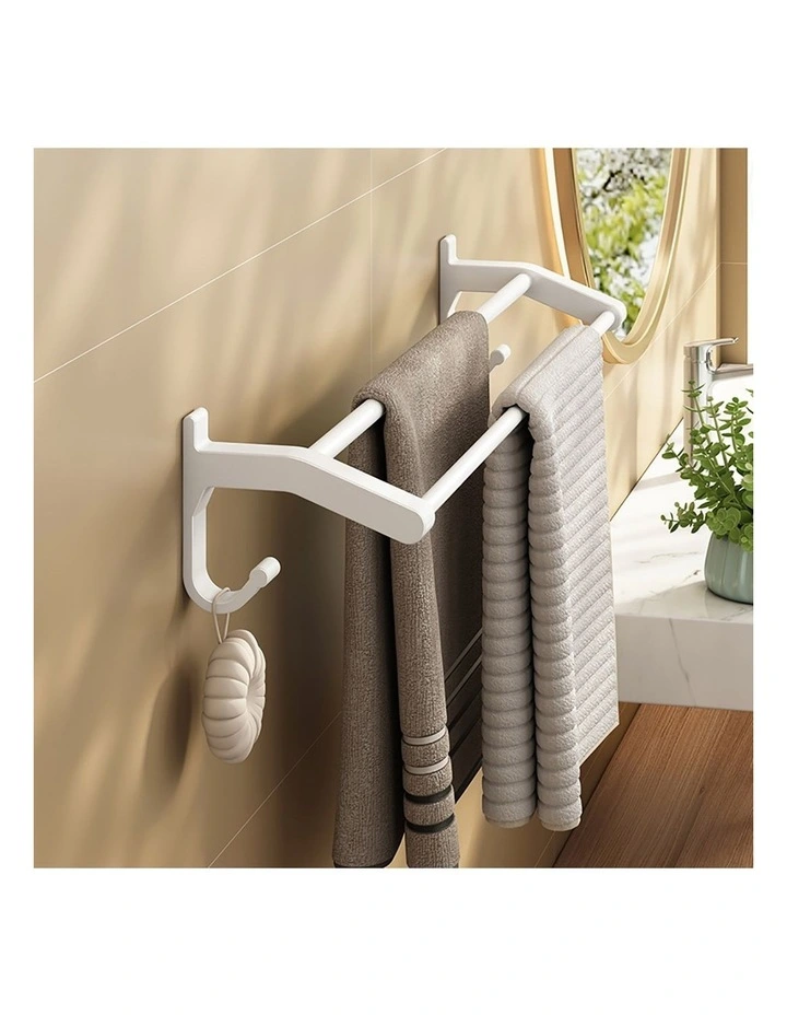 SOGA Double Towel Rail 52cm White with Hooks image 3