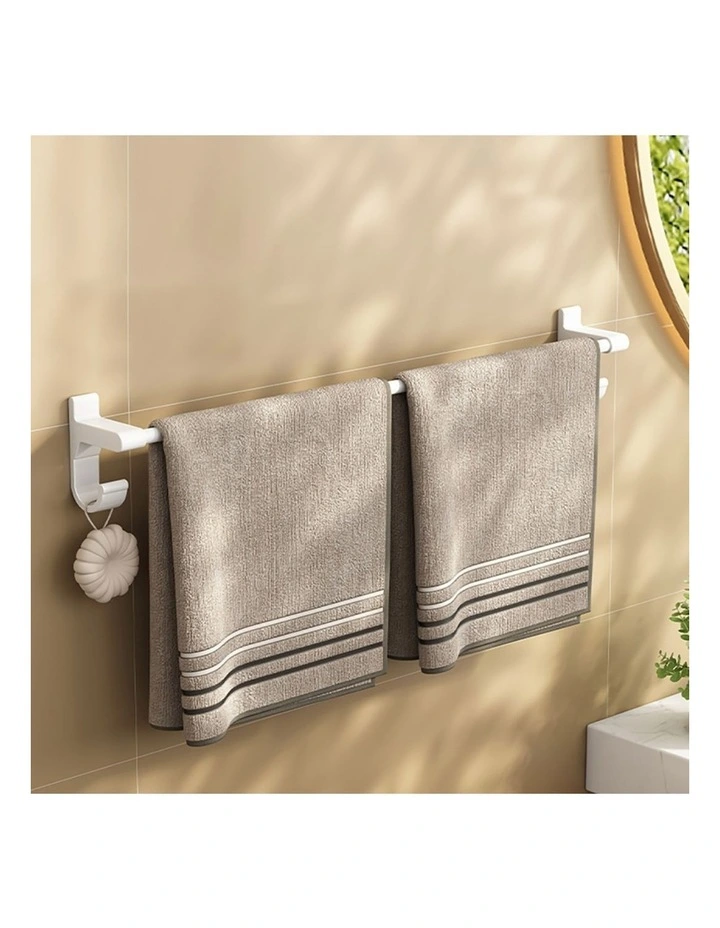 SOGA Double Towel Rail 52cm White with Hooks image 4