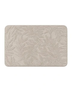 La Grace Home Flora Cushioned Botanical Memory Warm Light Grey Foam Bathmat
