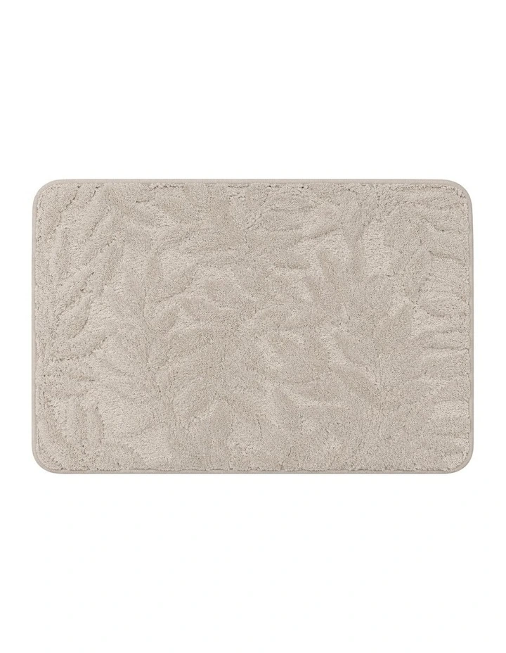 La Grace Home Flora Cushioned Botanical Memory Warm Light Grey Foam Bathmat image 1