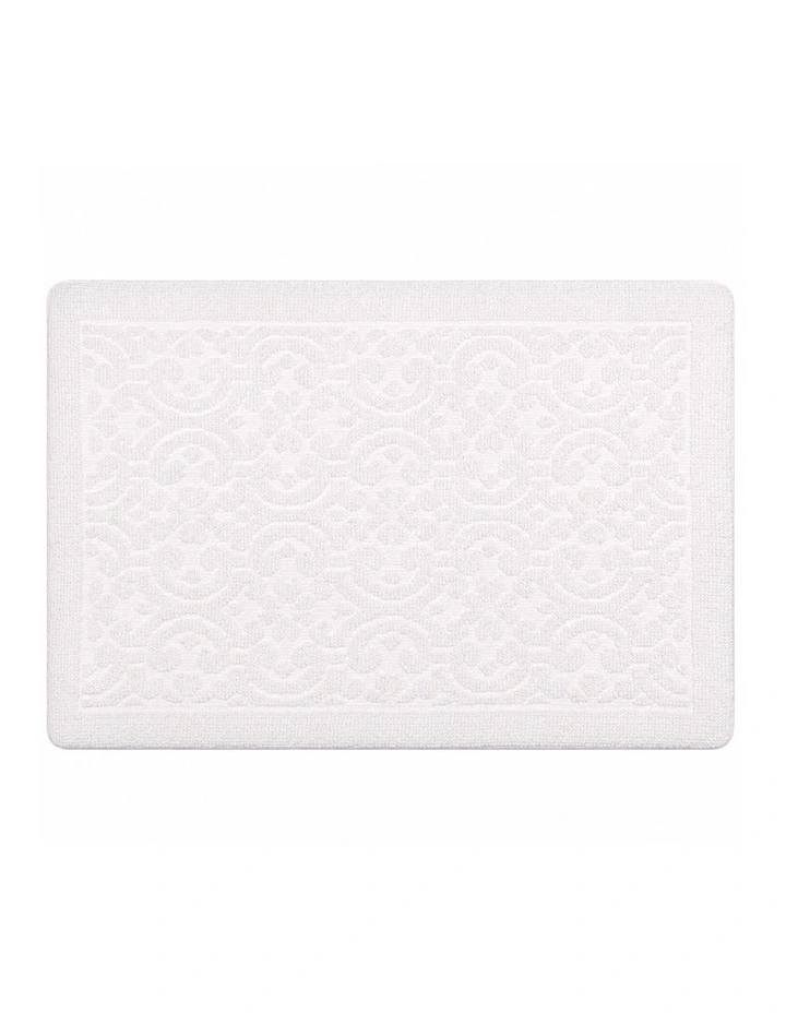 La Grace Home Alice Cushioned Textured Memory Foam Warm Ivory Bathmat image 1