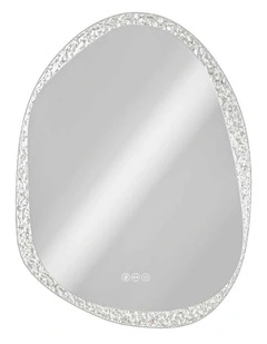 Silver Irregular LED Mirror Backlit Anti Fog Touch Modern Bathroom Style