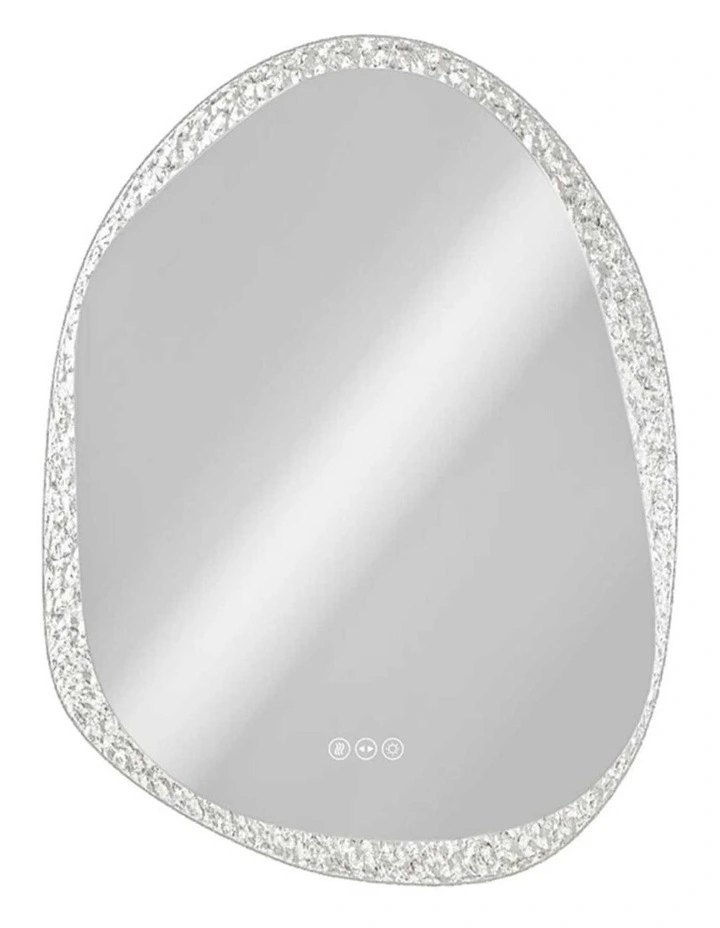 Silver Irregular LED Mirror Backlit Anti Fog Touch Modern Bathroom Style image 1