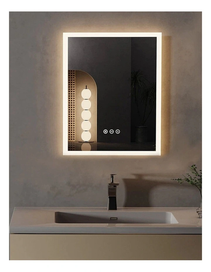 40x50cm White Mirror With Silver Frame LED Bathroom Mirror image 2