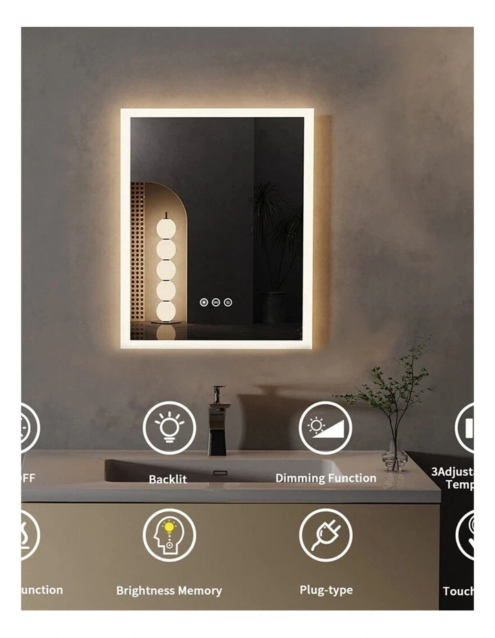 40x50cm White Mirror With Silver Frame LED Bathroom Mirror image 3
