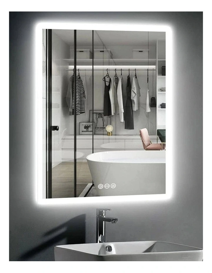 40x50cm White Mirror With Silver Frame LED Bathroom Mirror image 4