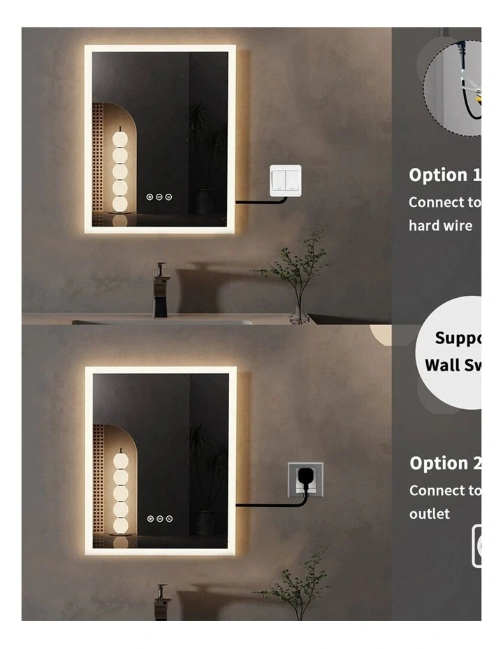 40x50cm White Mirror With Silver Frame LED Bathroom Mirror image 5