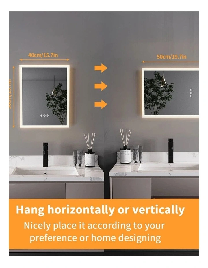 40x50cm White Mirror With Silver Frame LED Bathroom Mirror image 7