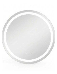 Silver Round Led Bathroom Mirror Anti Fog Dimmable Touch Backlit Design