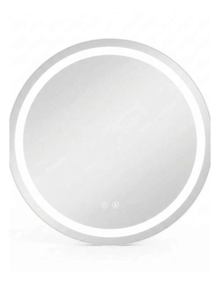 Silver Round Led Bathroom Mirror Anti Fog Dimmable Touch Backlit Design image 1