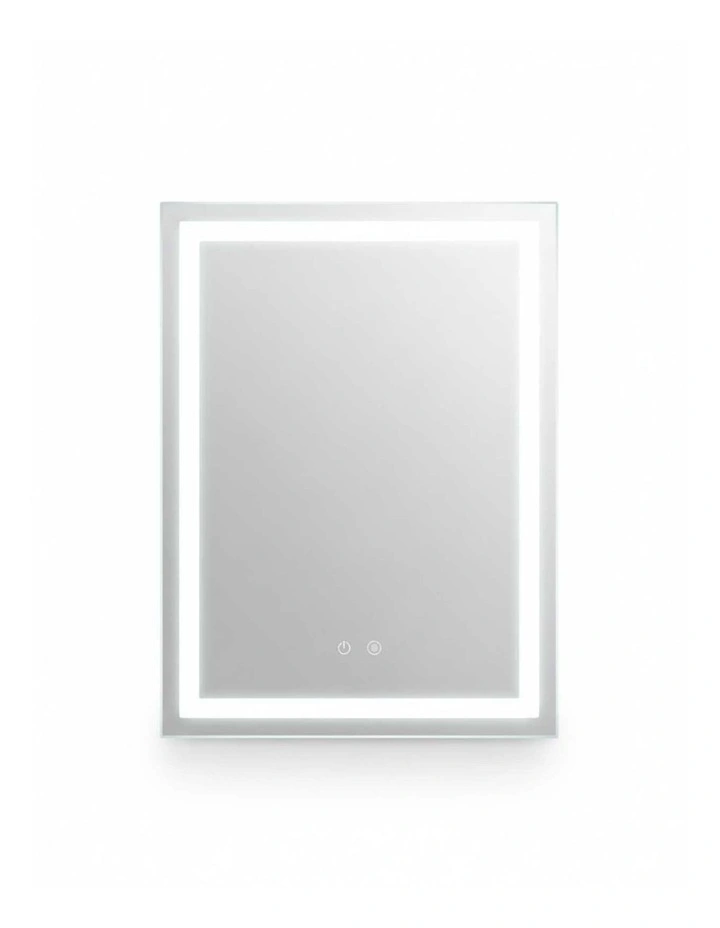 Silver Rectangle LED Bathroom Mirror With Anti-Fog Touch Control 500x600mm image 1