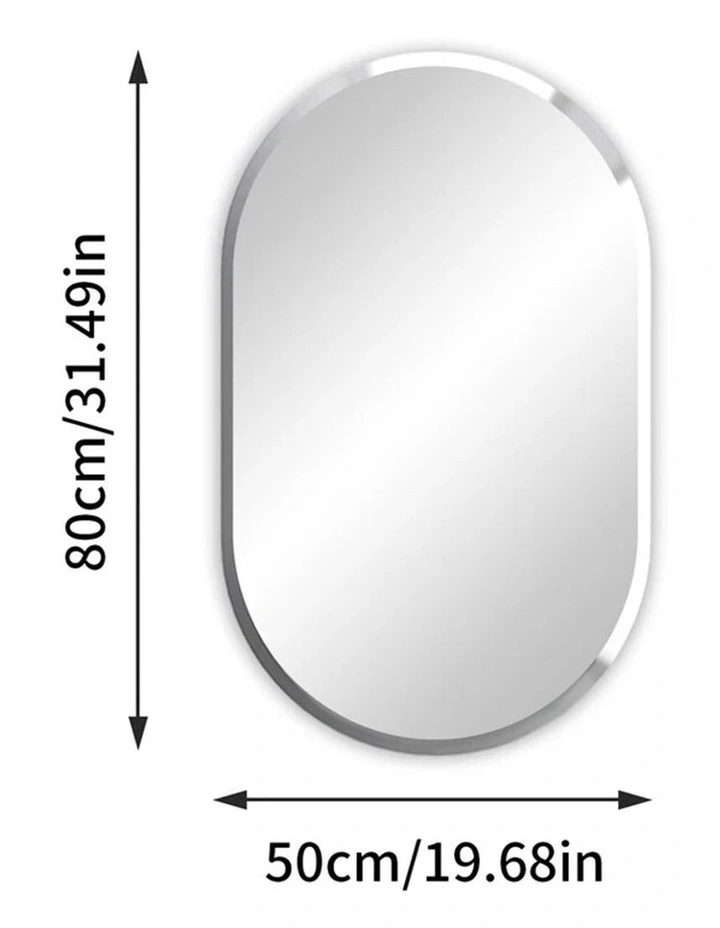 Silver Long Oval Beveled Edge Wall Mirror For Bathroom Or Bedroom 50x80cm image 3