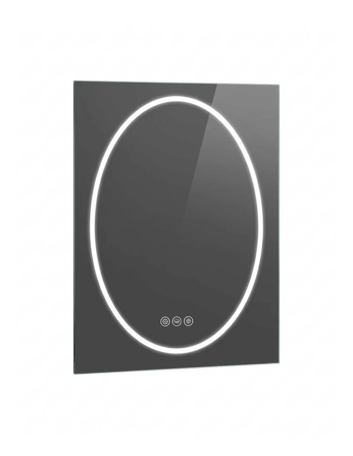 Silver White Led Bathroom Mirror Geometric Design Anti Fog Dimmable Lighted Glass image 1