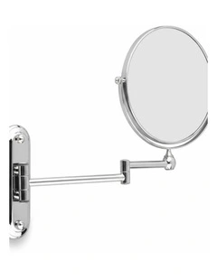 Silver Extendable Wall Mount Double Sided Vanity Mirror Chrome Finish Design