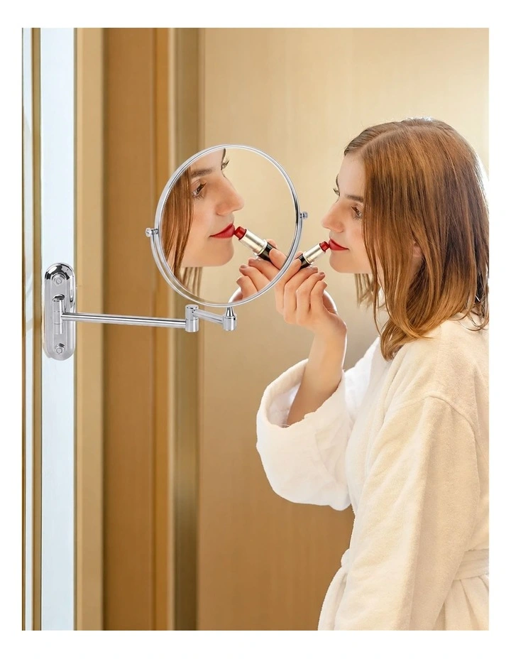Silver Extendable Wall Mount Double Sided Vanity Mirror Chrome Finish Design image 3