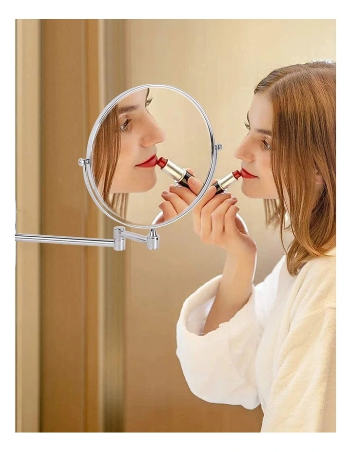 Silver Extendable Wall Mount Double Sided Vanity Mirror Chrome Finish Design image 3